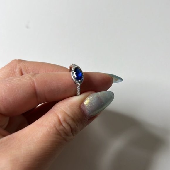 Sterling Silver Blue Stone Dainty Ring - Picture 5 of 8